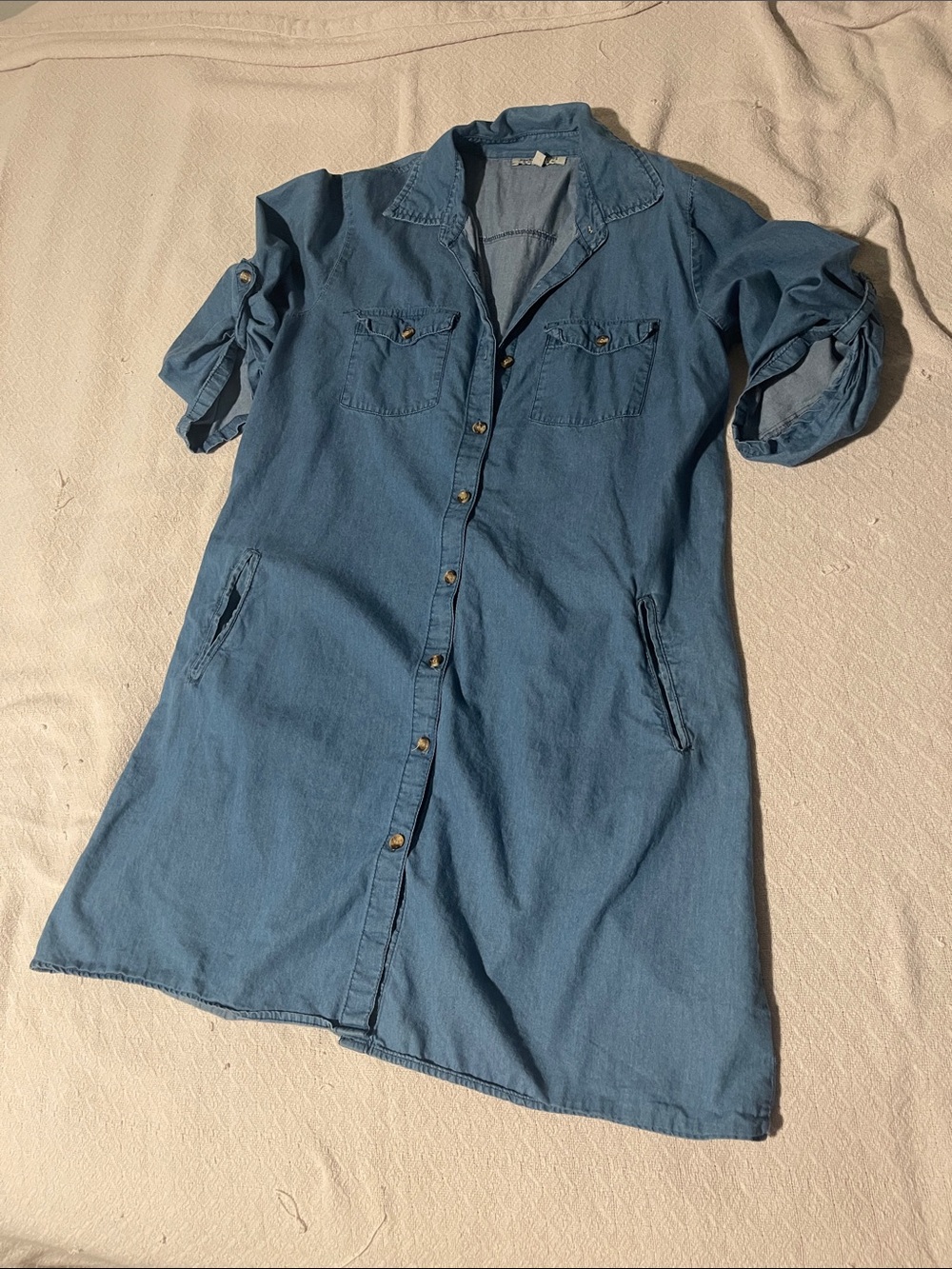 Speed Control Chambray Midi Shirt Dress - Blue